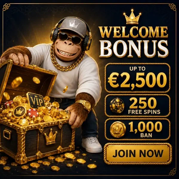 BonusKong opens treasure chest revealing welcome bonus coins and sparkling rewards