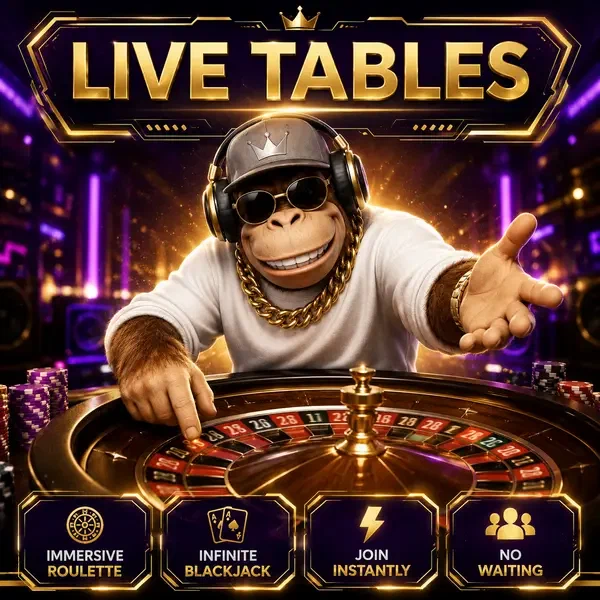BonusKong spins the roulette wheel at live casino tables with golden lighting